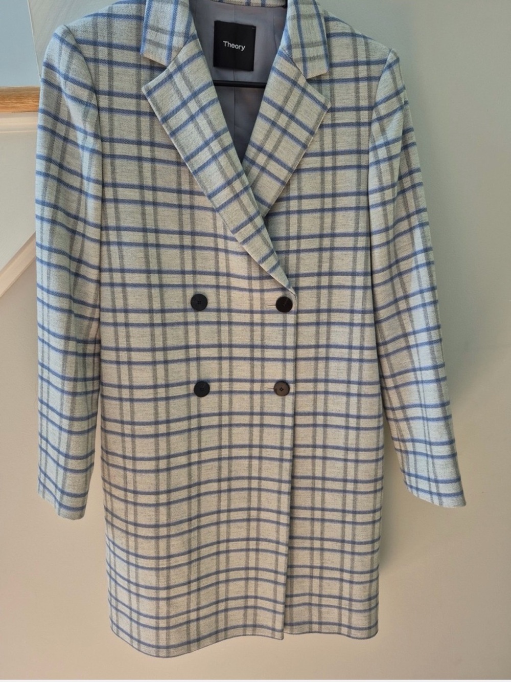 NWT Theory Square Coat Grey Plaid